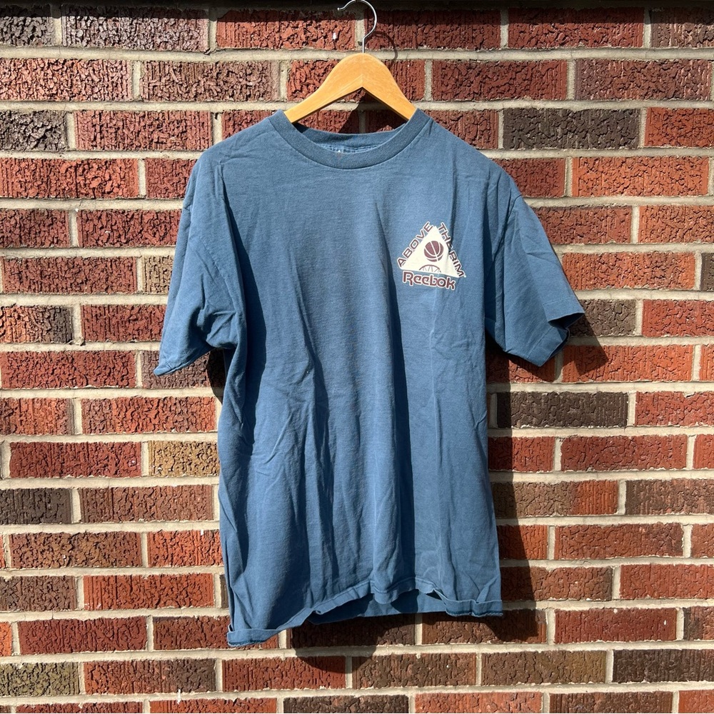 Reebok Dusty Blue Basketball Short Sleeve Graphic Tee Shirt